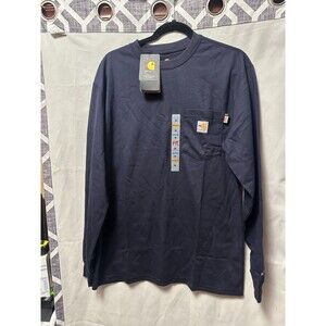 NWT Men's Carhartt FR Force Cotton Regular Long Sleeve Shirt Size Medium Blue